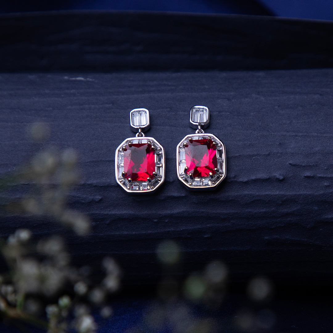 Statement Red Gemstone Earrings