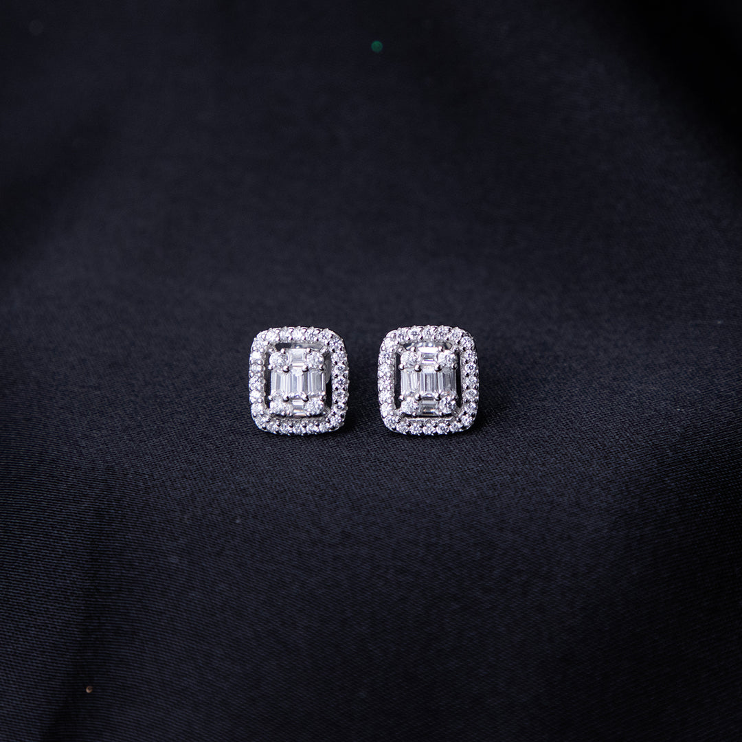 Embellished Cushion Silver Studs