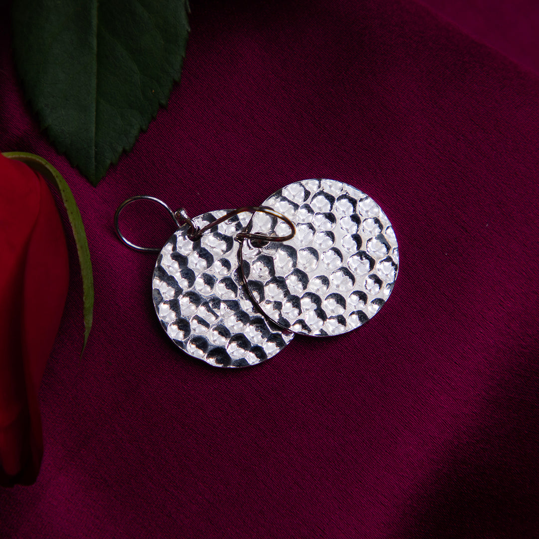 Statement Tribal Round Silver Earrings