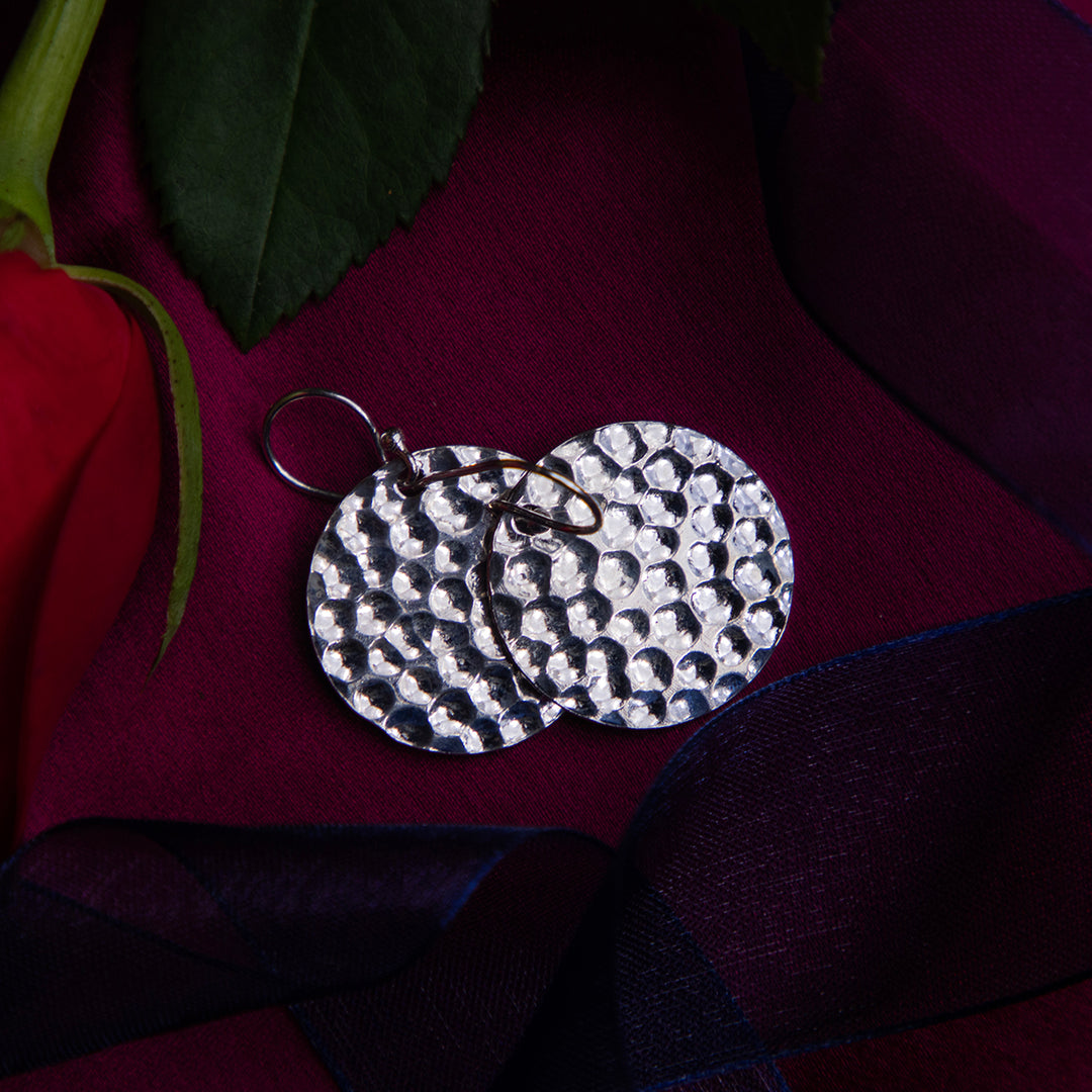 Statement Tribal Round Silver Earrings