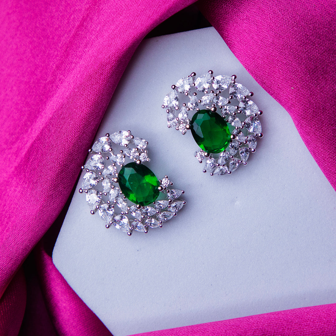 Emerald Obsession Wave Earrings