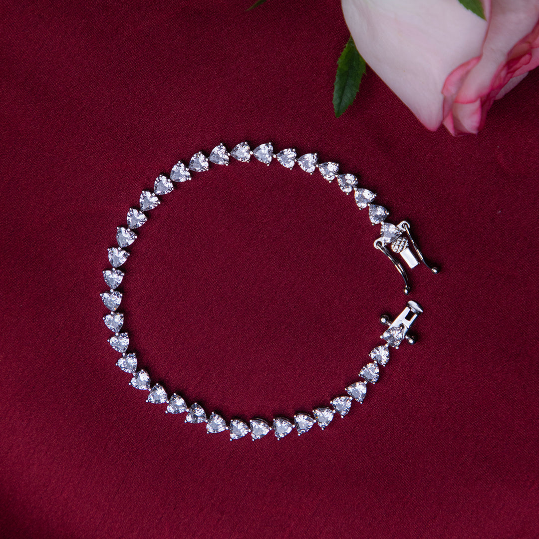 Heart Shape Cut Tennis Bracelet