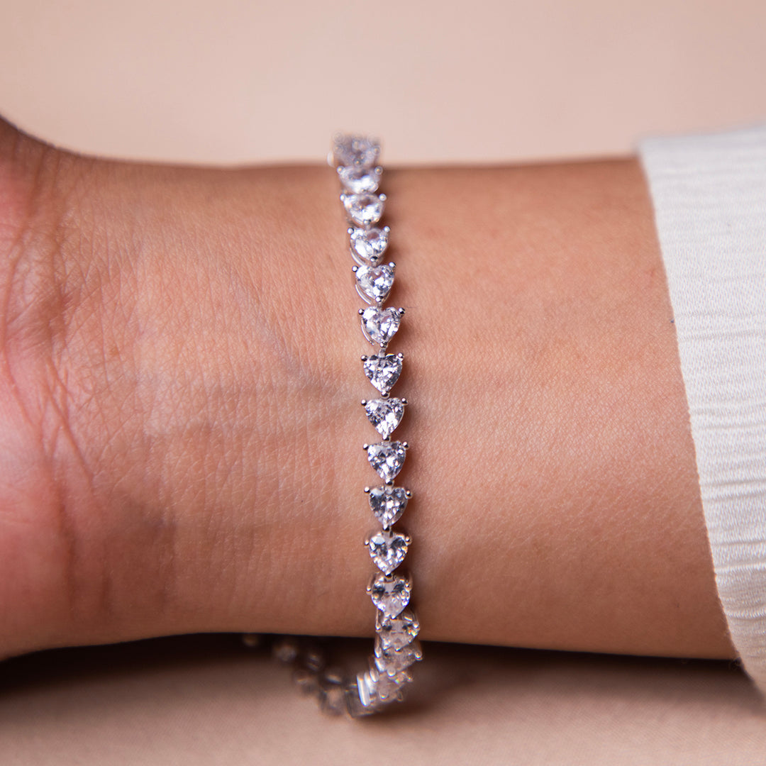 Heart Shape Cut Tennis Bracelet