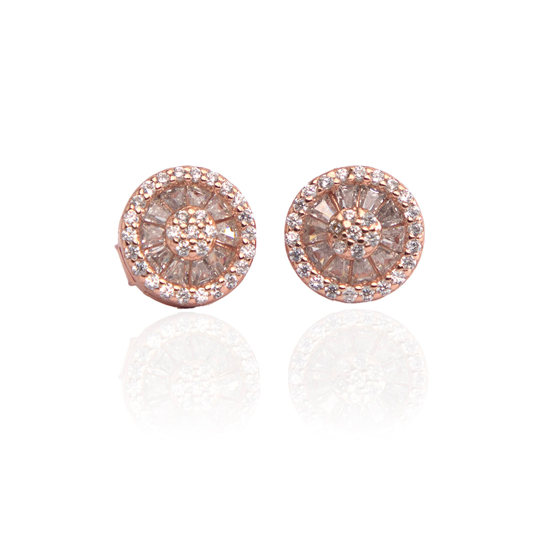 Round Embellished Rose Gold Studs