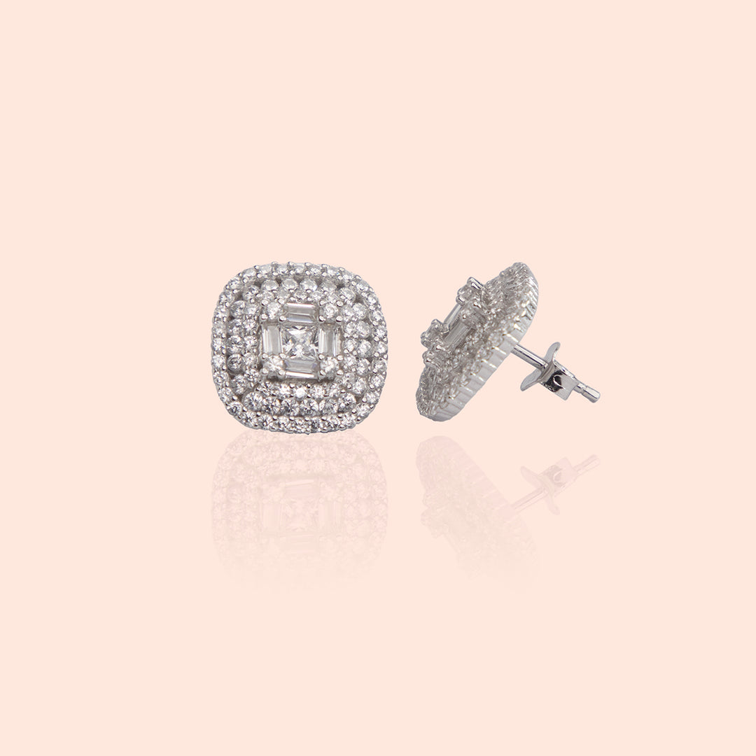Shimmering Sterling Silver Statement Studs