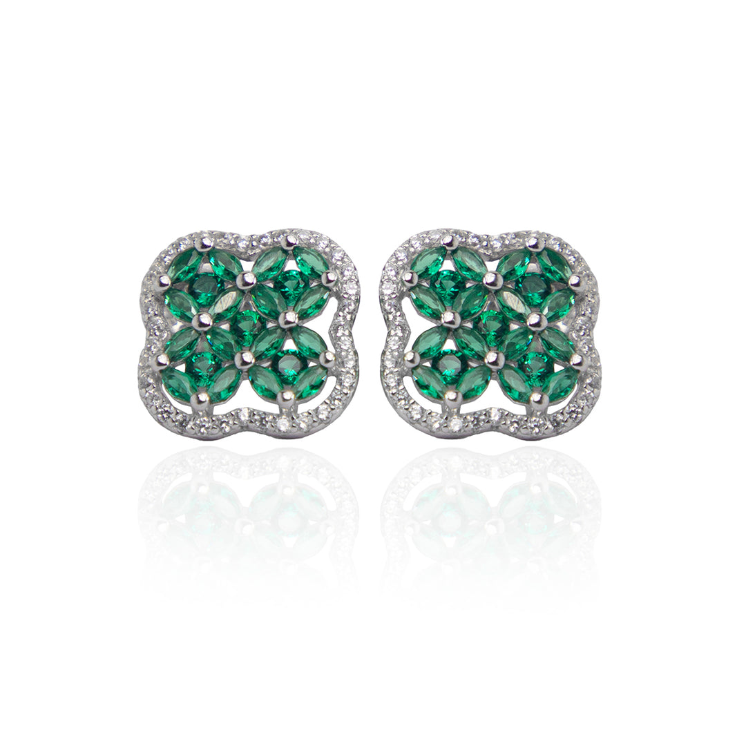 Green Floral Motif Studs