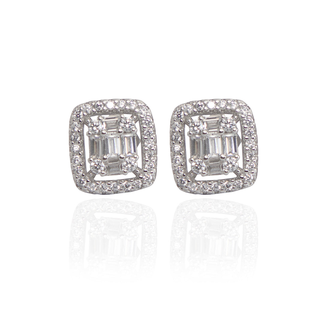 Embellished Cushion Silver Studs