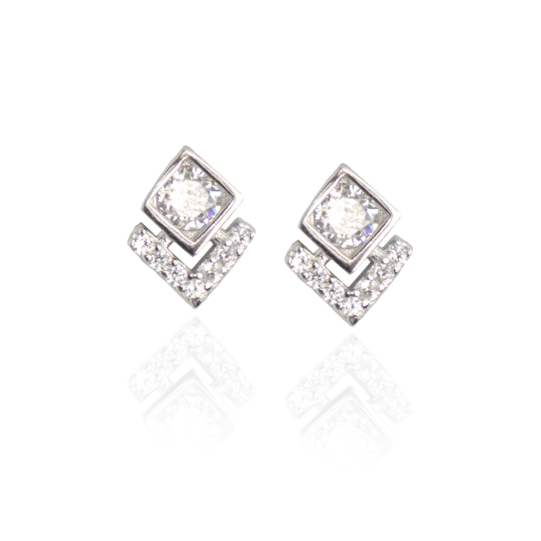 Polished White Stone Sterling Silver Studs