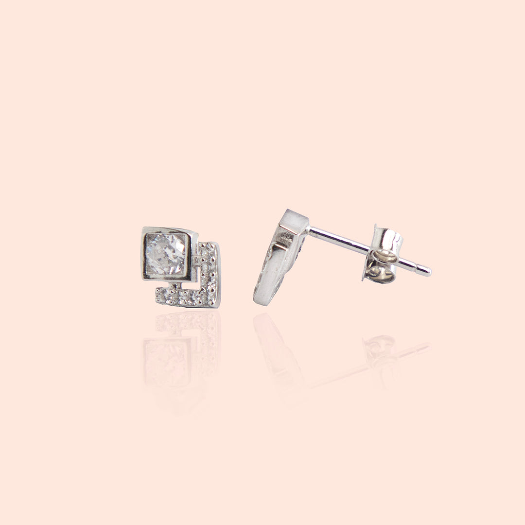 Polished White Stone Sterling Silver Studs
