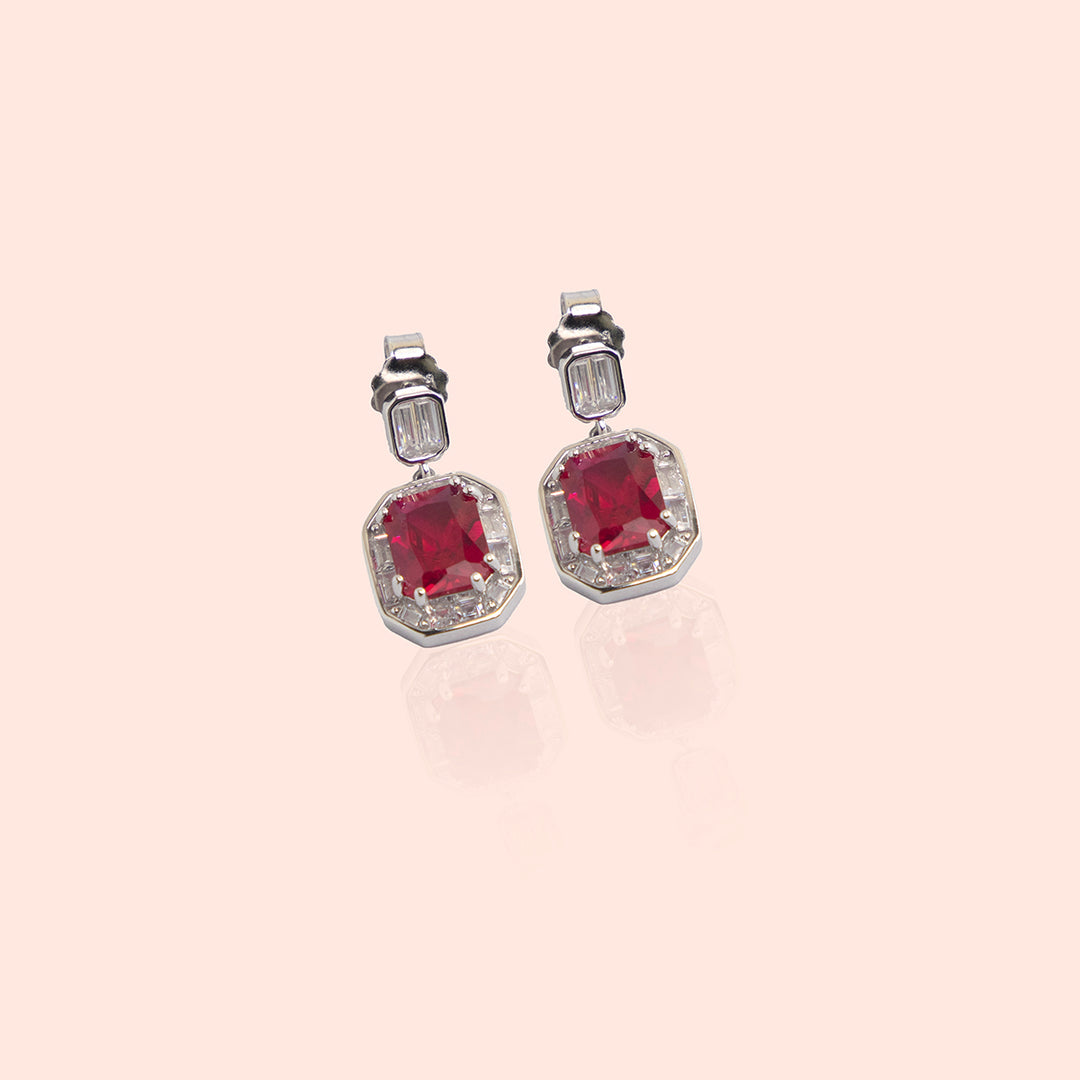 Statement Red Gemstone Earrings
