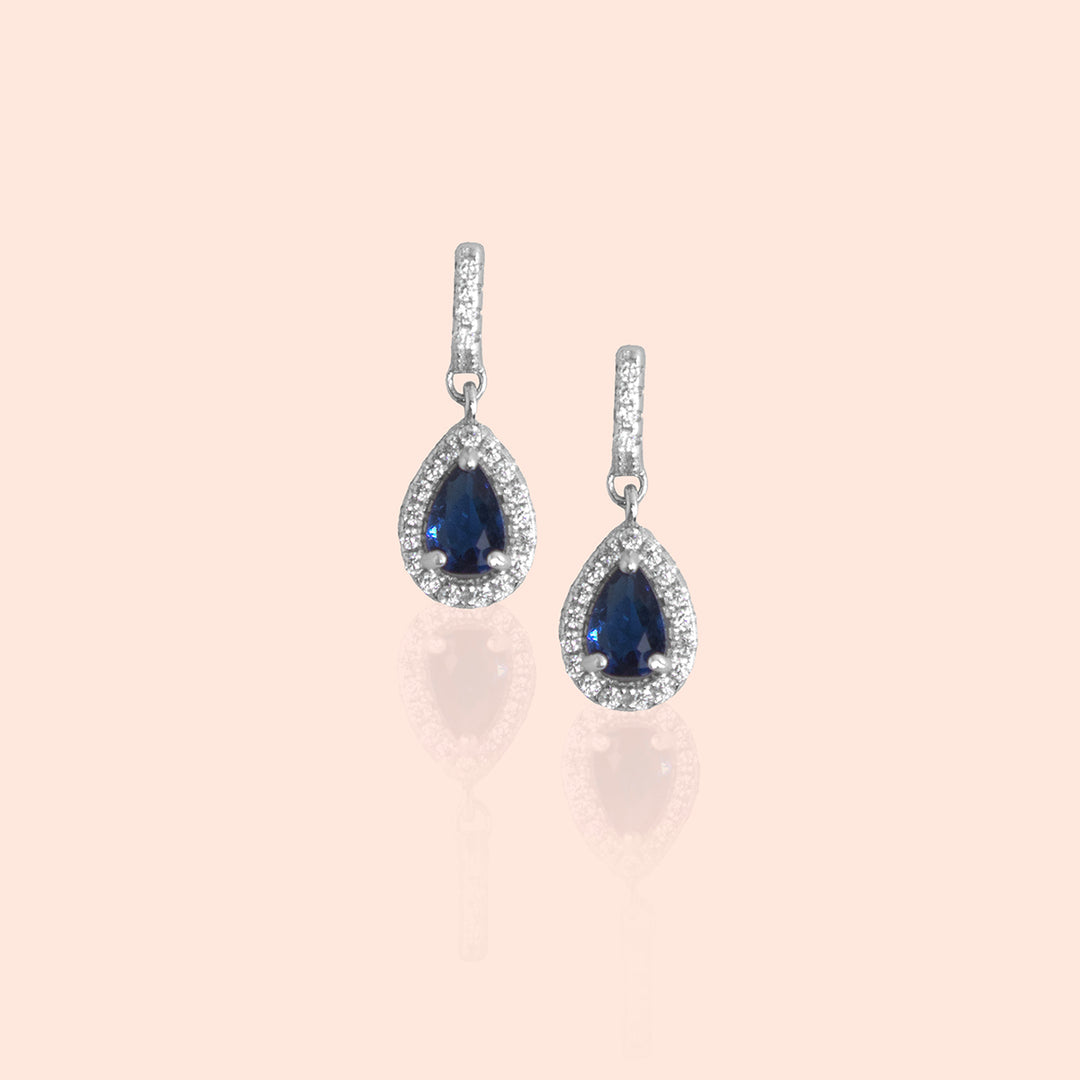 Deep Blue Gemstone Drop Earrings