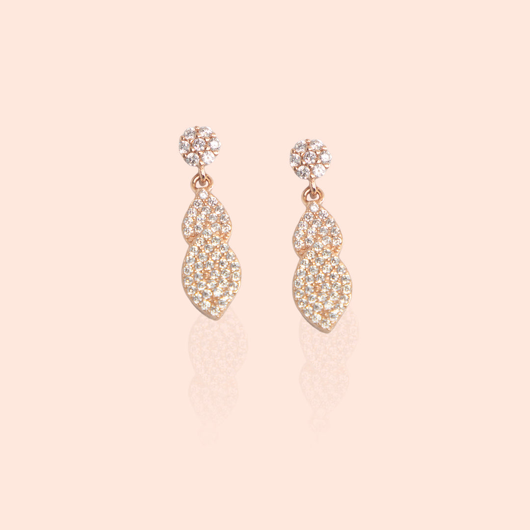 Floral Impression White Stone Earrings