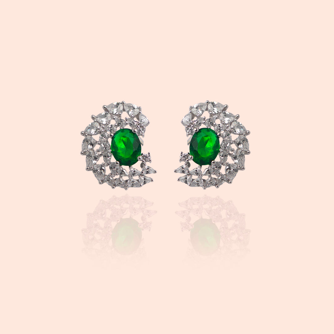 Emerald Obsession Wave Earrings