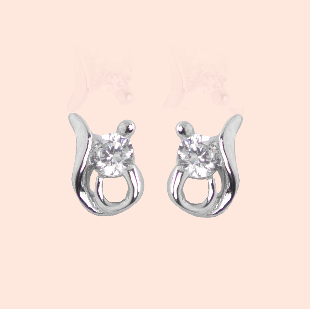 Graceful White Stone Silver Studs