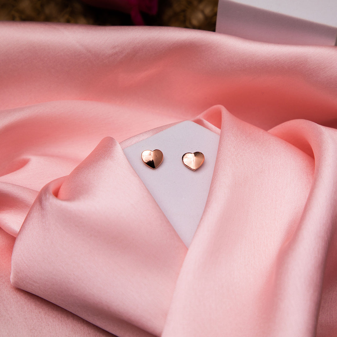 Geometric Heart Rose Gold Studs