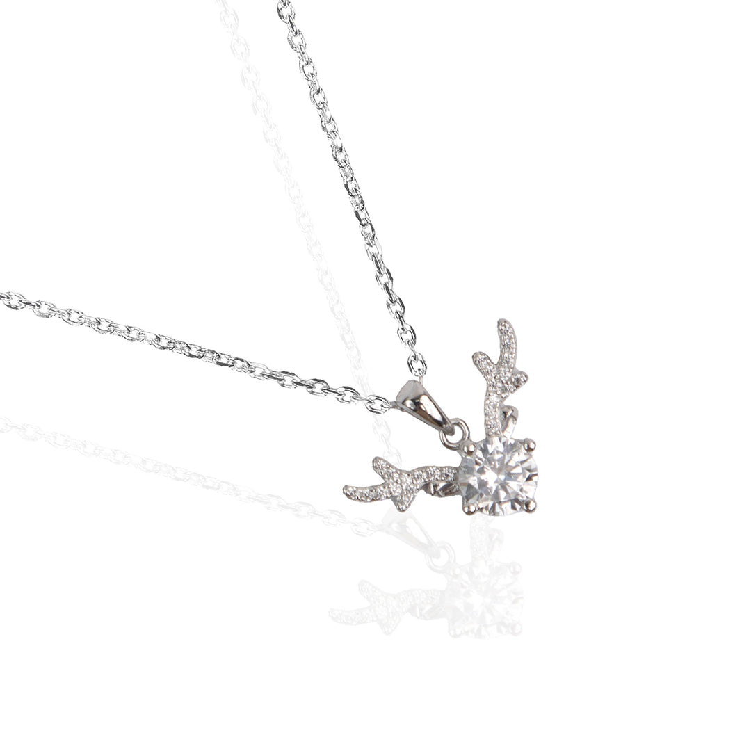 Winter Solitaire Silver Pendant Chain