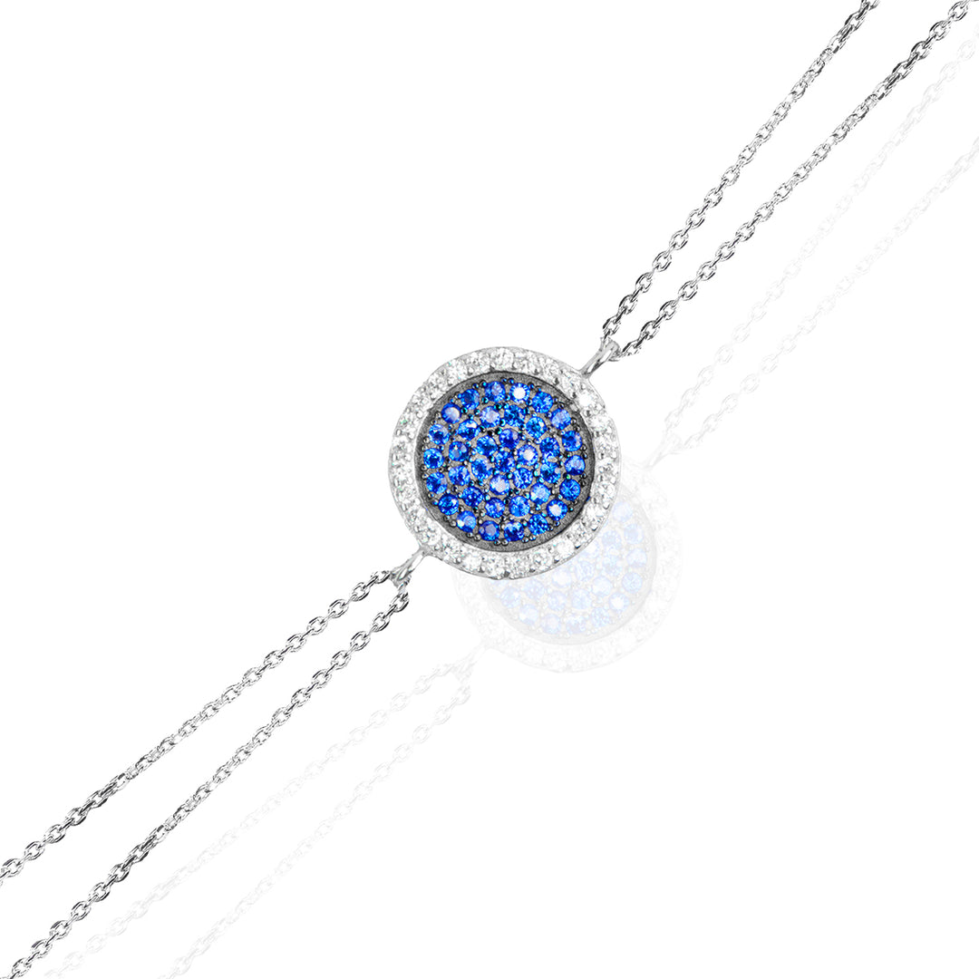 Blue Gemstone Round Charm Bracelet