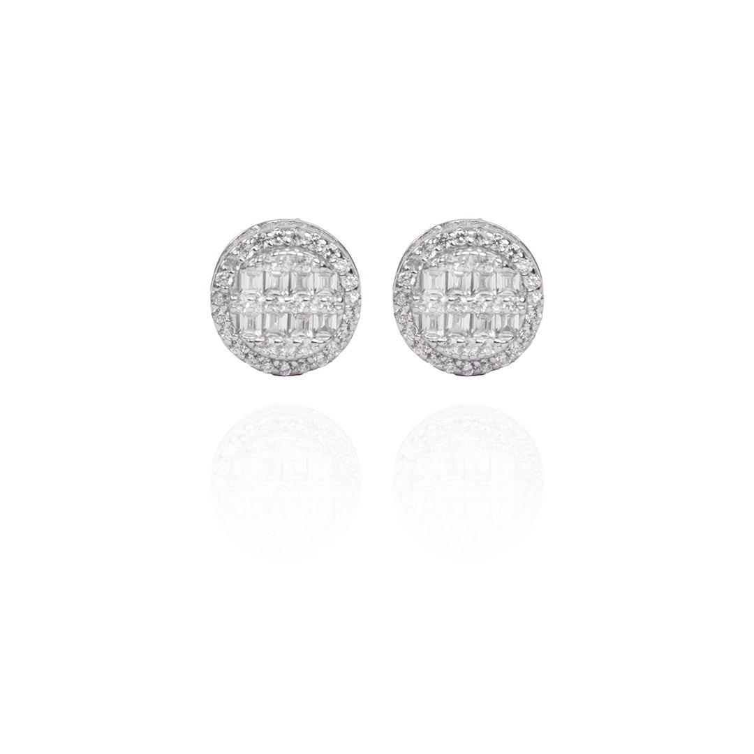 Classic Round Embellished Silver Studs