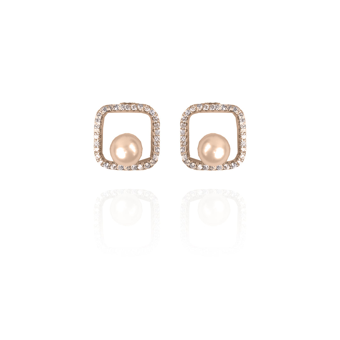 Embellished Rose Gold Pearl Pendant Set
