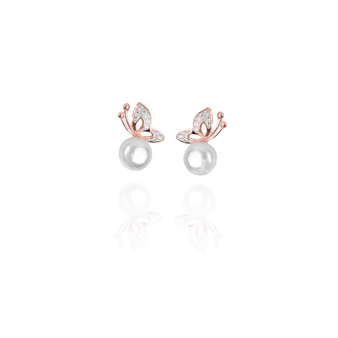 Butterfly on Pearl Rose Gold Pendant Set