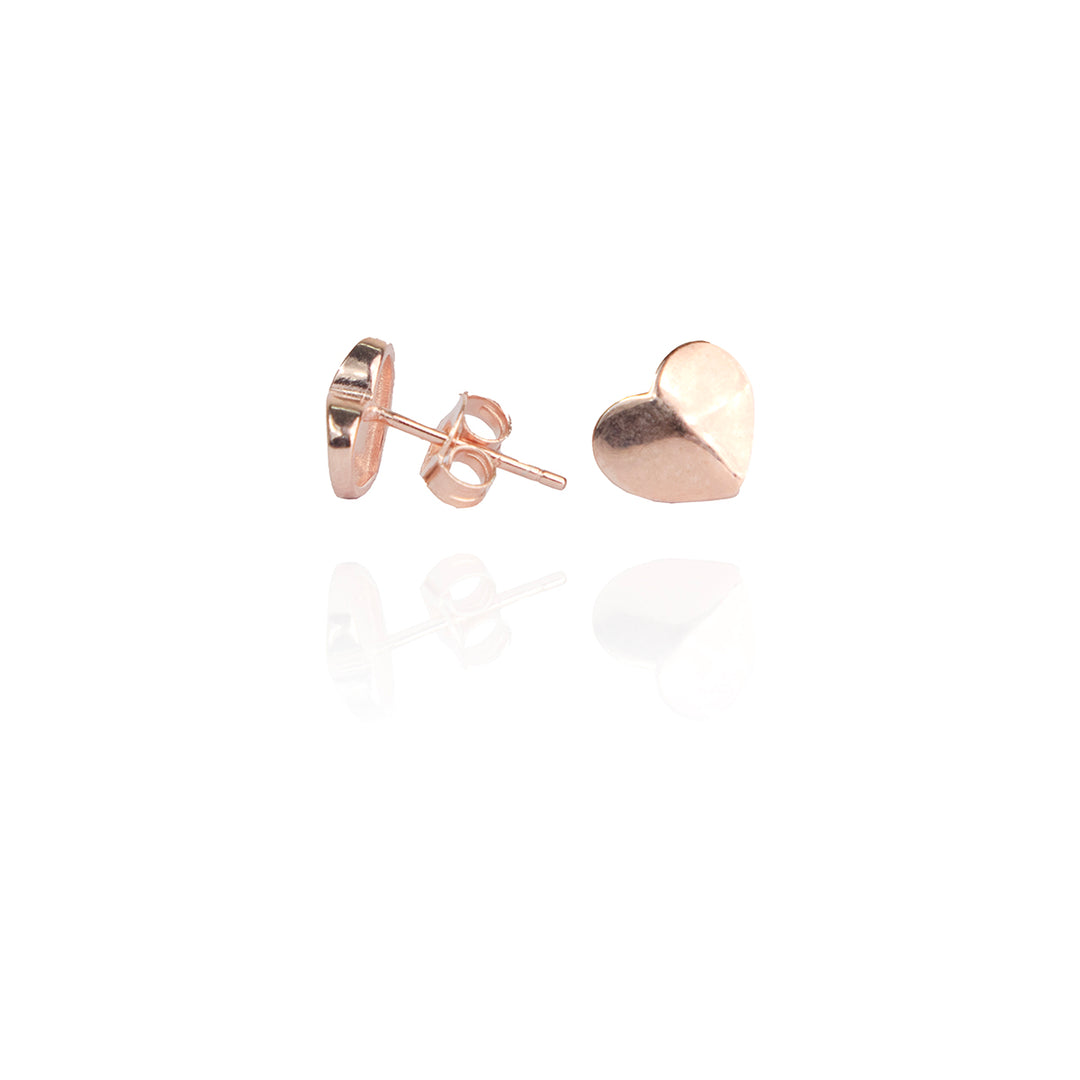 Geometric Heart Rose Gold Studs