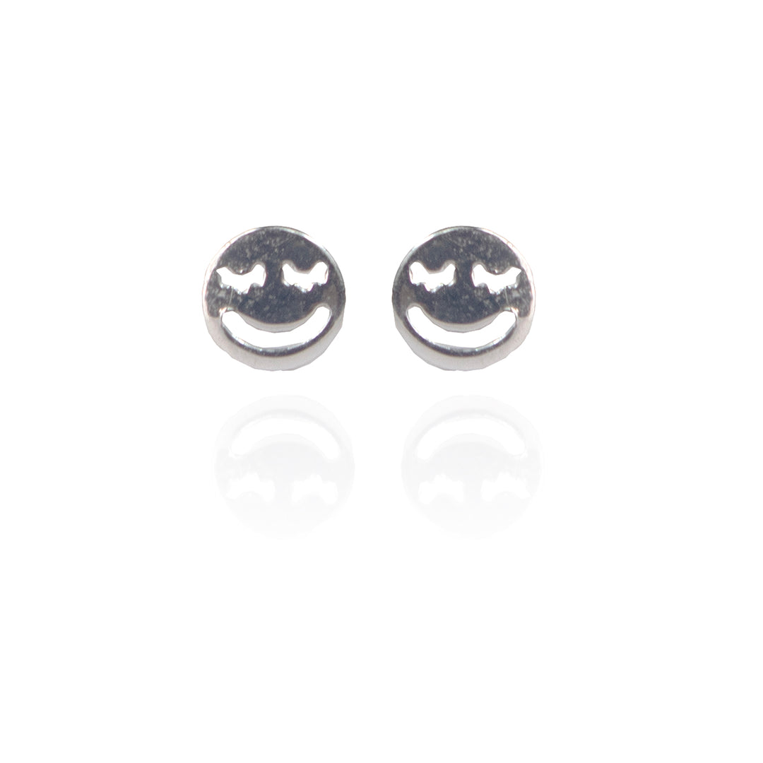 Silly Eye Emoji Silver Studs