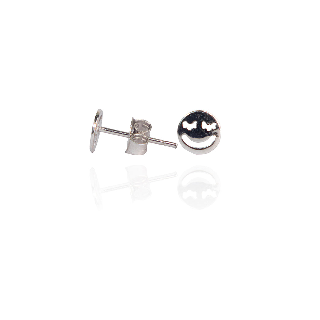 Silly Eye Emoji Silver Studs