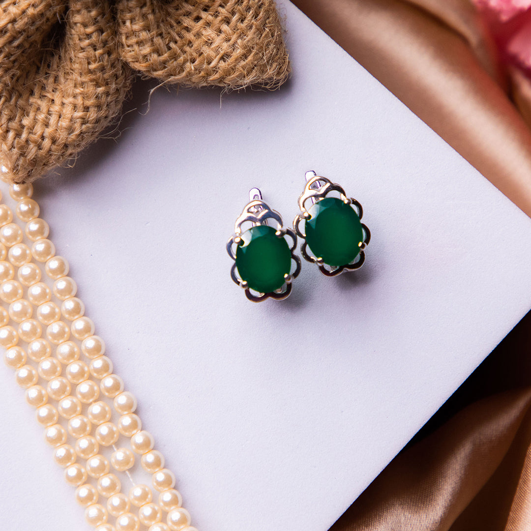 Emerald Green Stone Pendant Set
