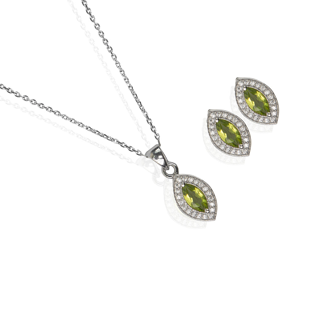 Alluring Parrot Green Stone Pendant Set