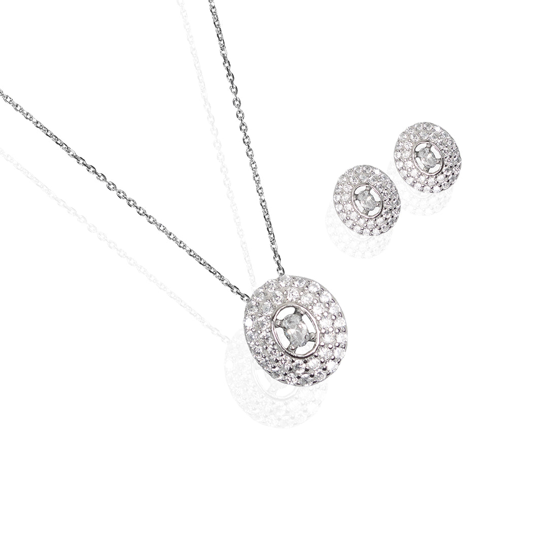 Elegant White Stone Pendant Set