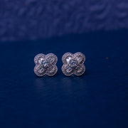 Four Petal White Stone Studs