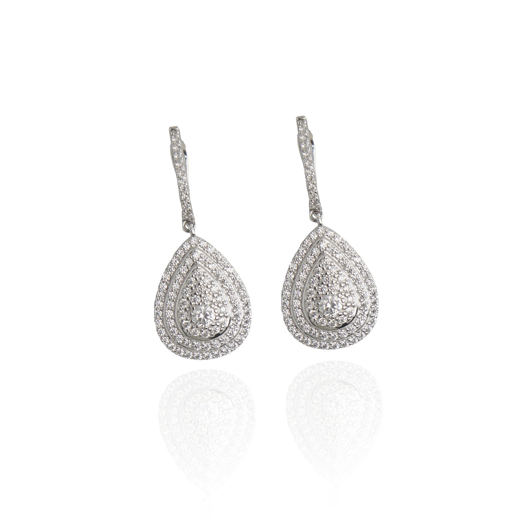 Intricate White Stone Bejeweled Earrings