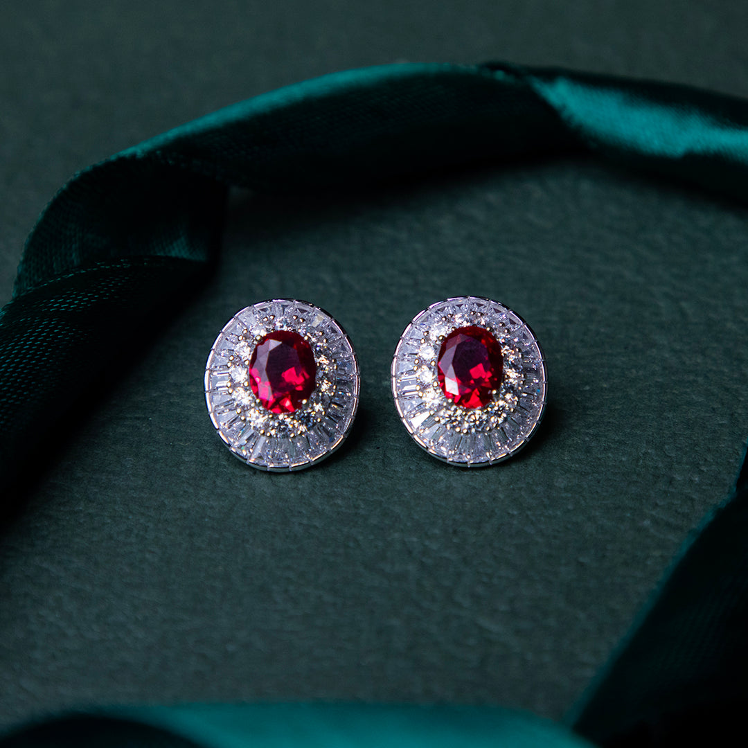 Party Wear Red Gemstone Studs