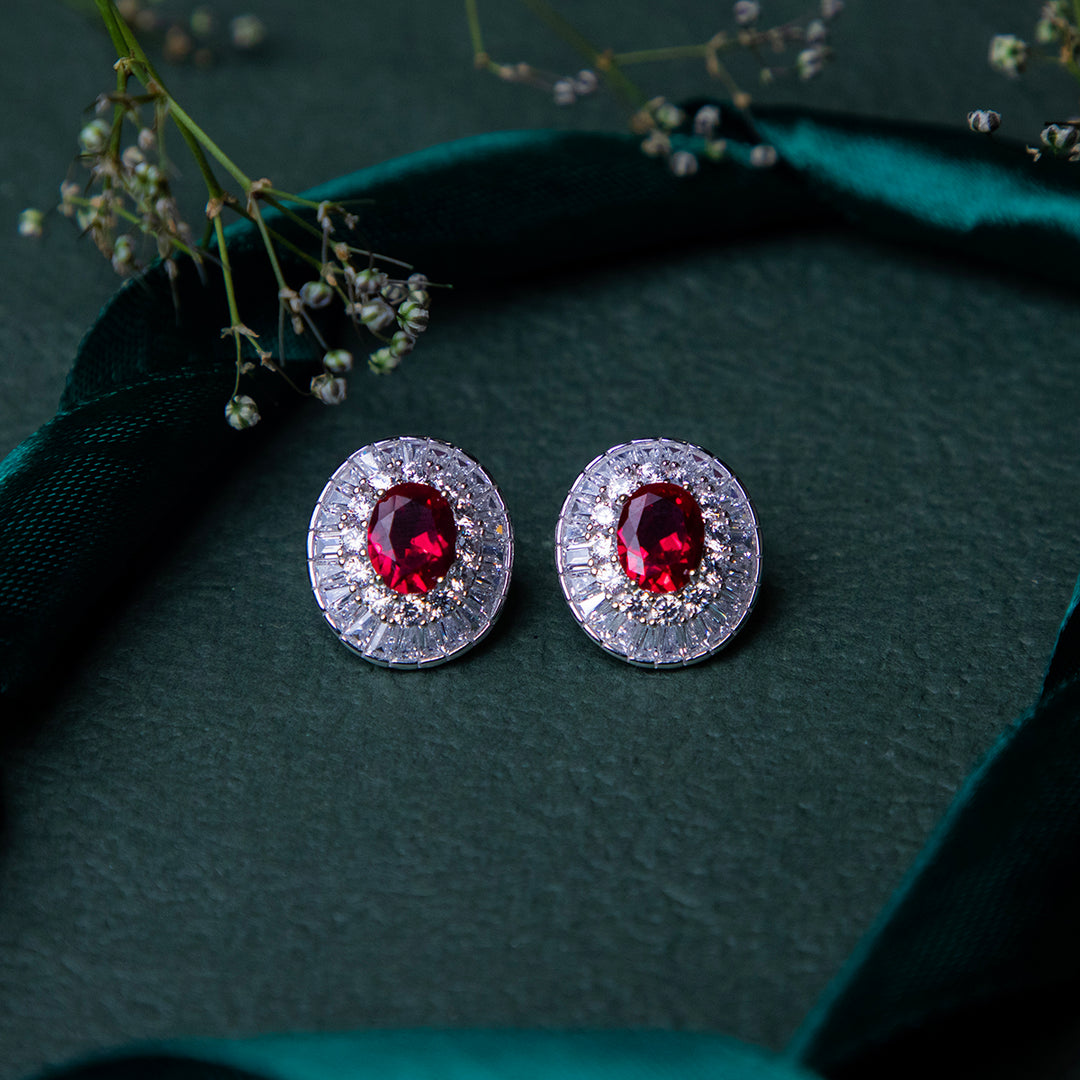 Party Wear Red Gemstone Studs