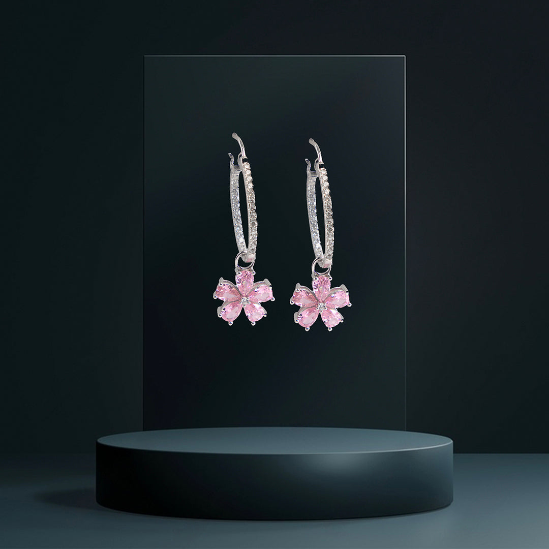 Sakura Drop Embellished Hoop Earrings