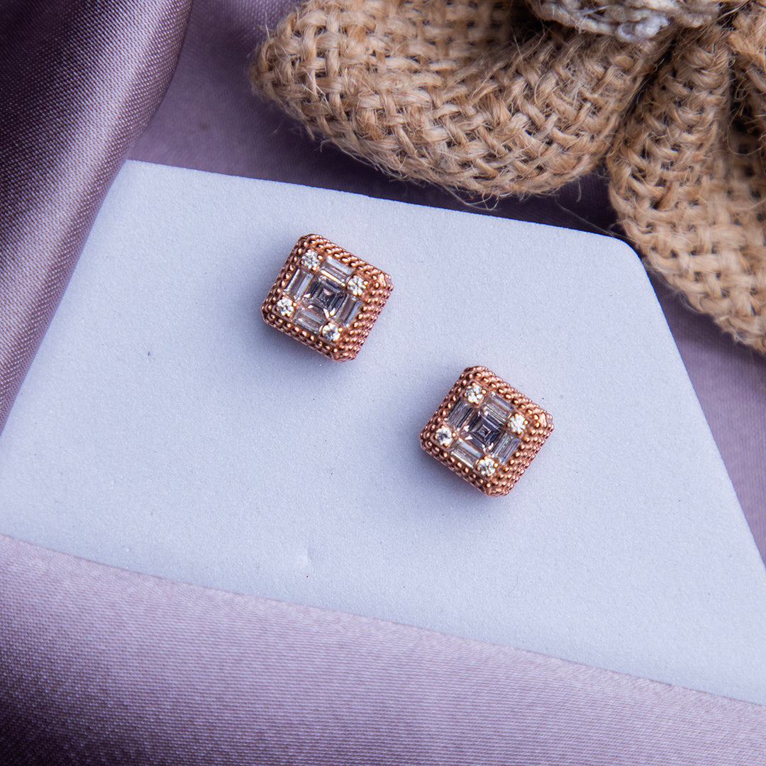 Rose Gold Glittering Studs