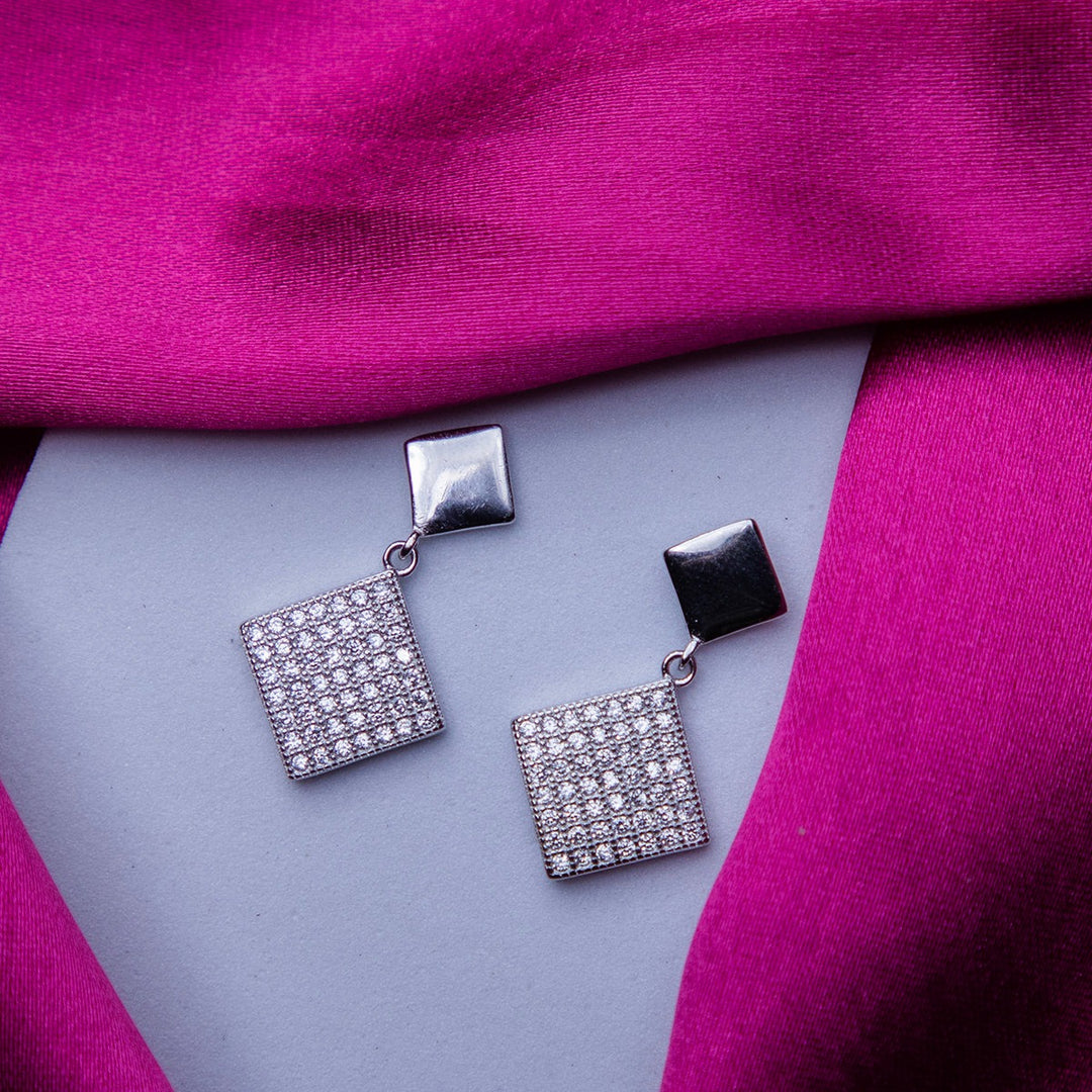 Glitzy Geometric Drop Earrings