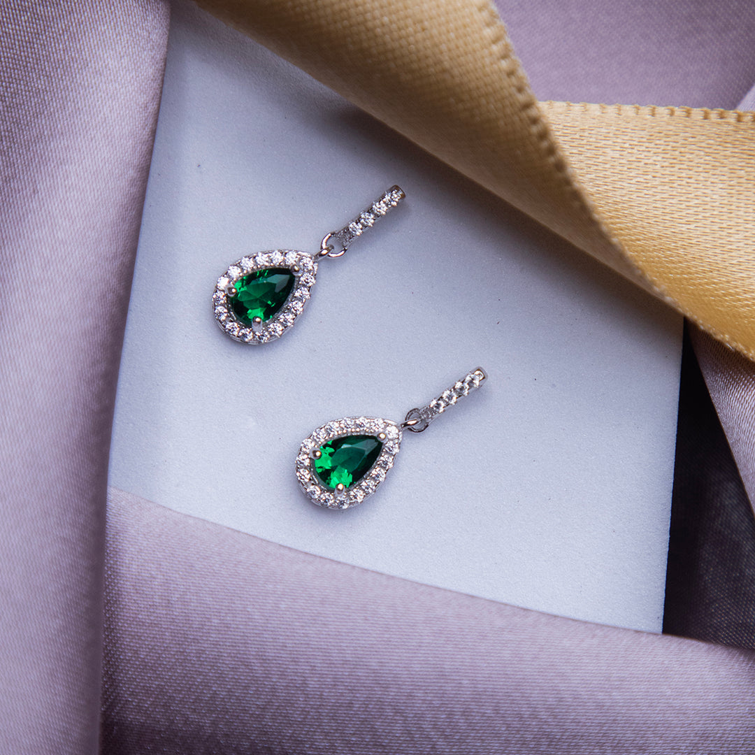 Exotic Green Gemstone Drop Earrings
