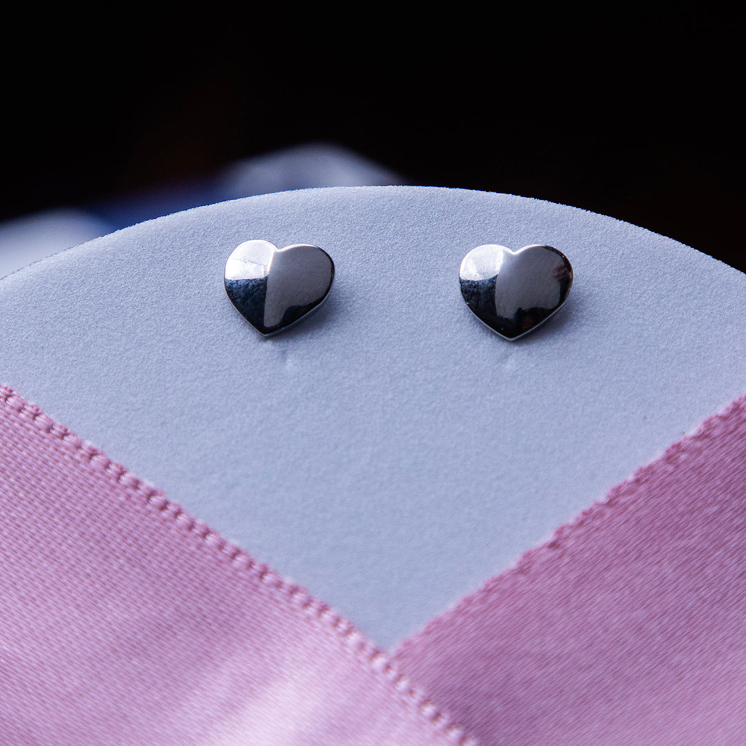 Geometric Heart Silver Studs