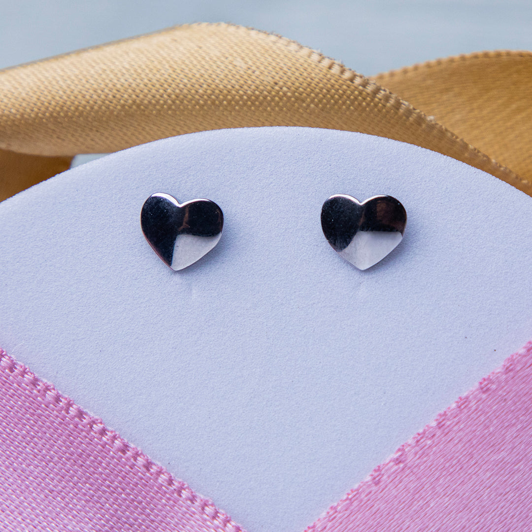 Geometric Heart Silver Studs