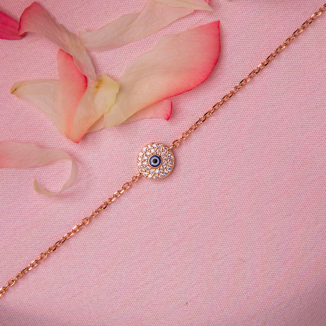 Trendy Rose Gold Evil Eye Bracelet