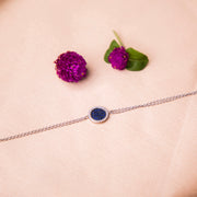 Blue Gemstone Round Charm Bracelet
