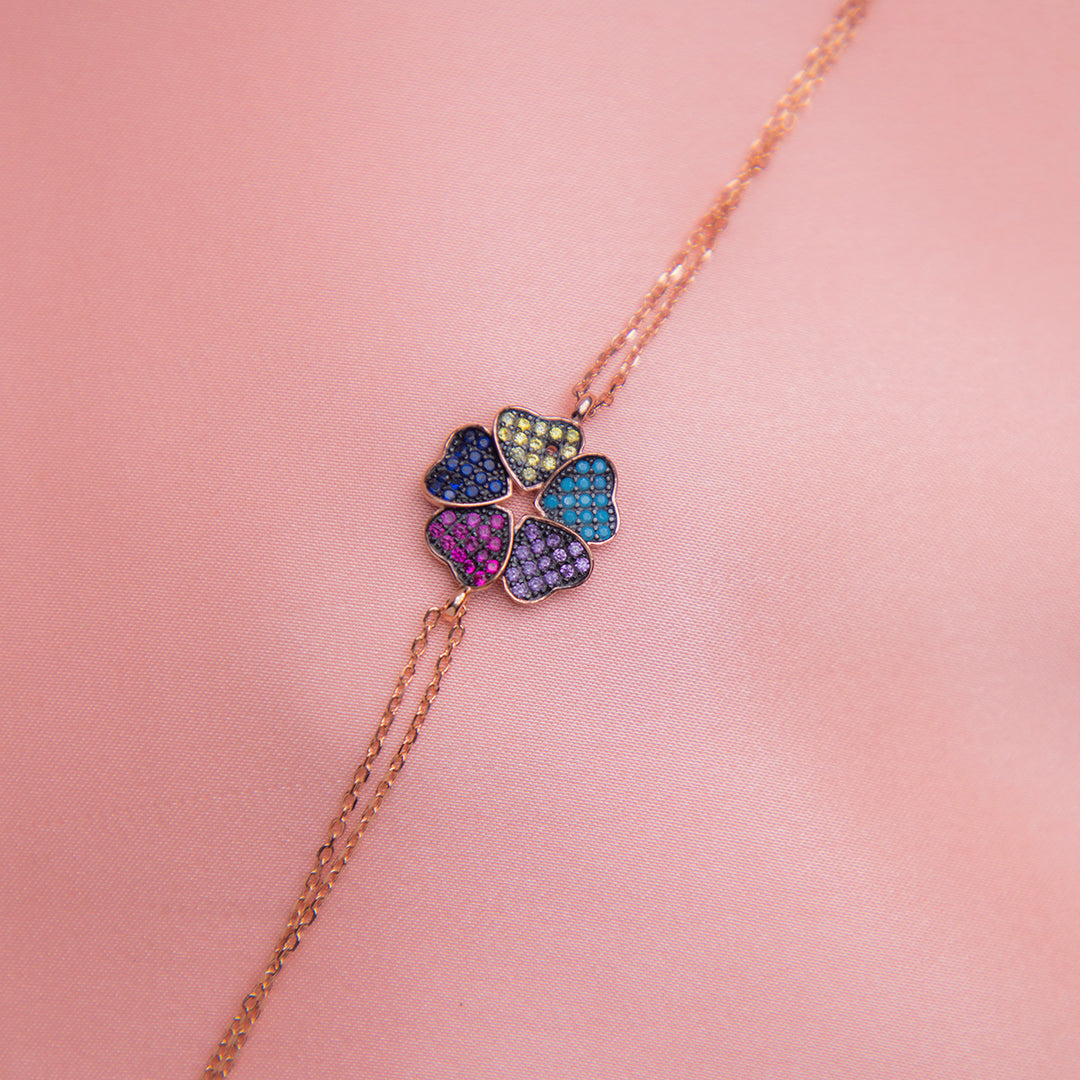 Multicolored Lucky Clover Bracelet