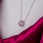 White Stone Round Pendant Chain