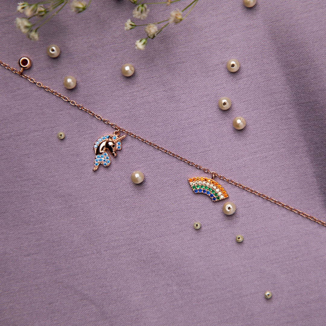 Unicorn and Rainbow Charm Bracelet