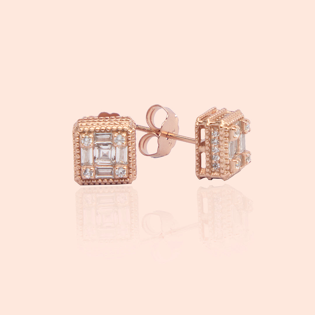 Rose Gold Glittering Studs