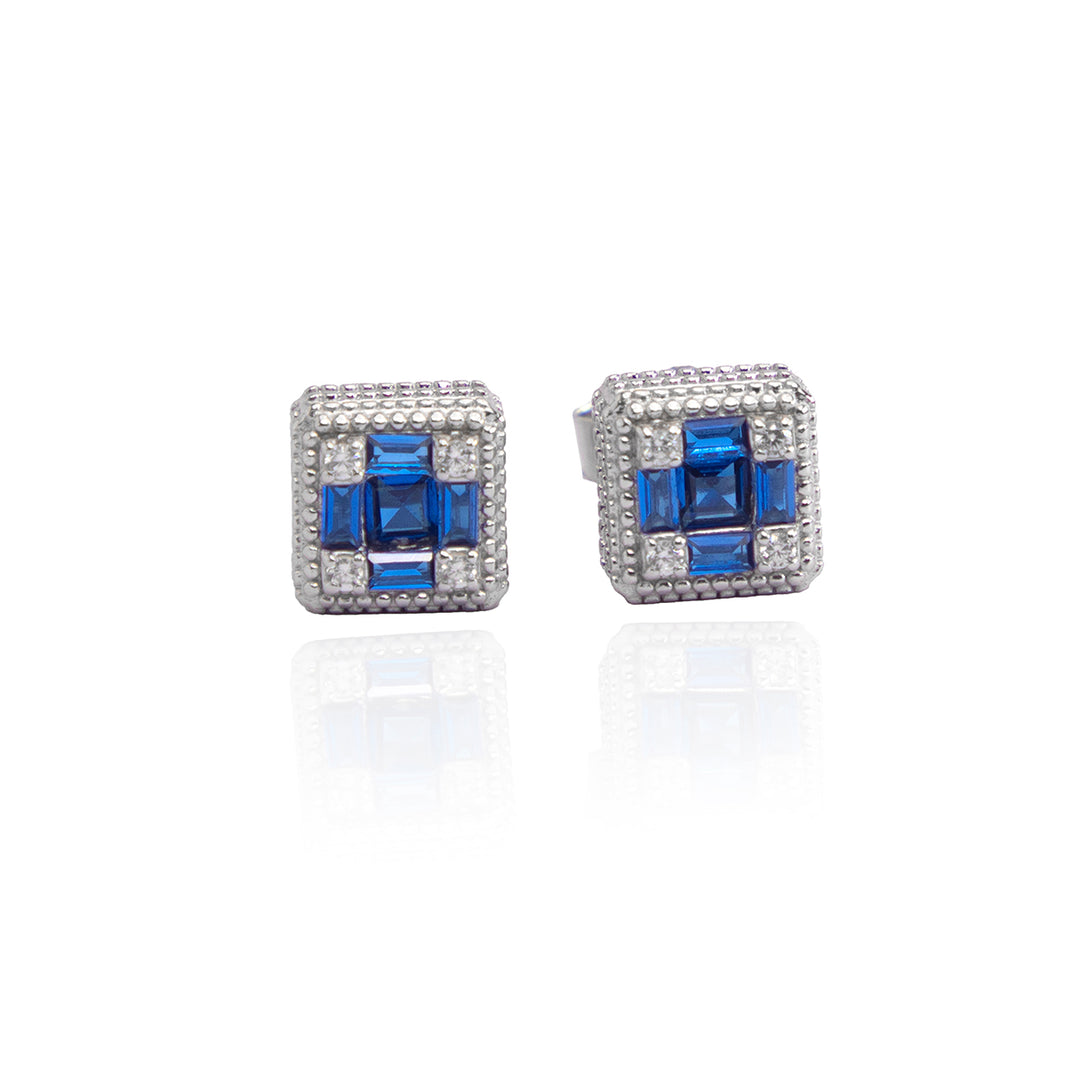 Ultramarine Embellished Silver Studs