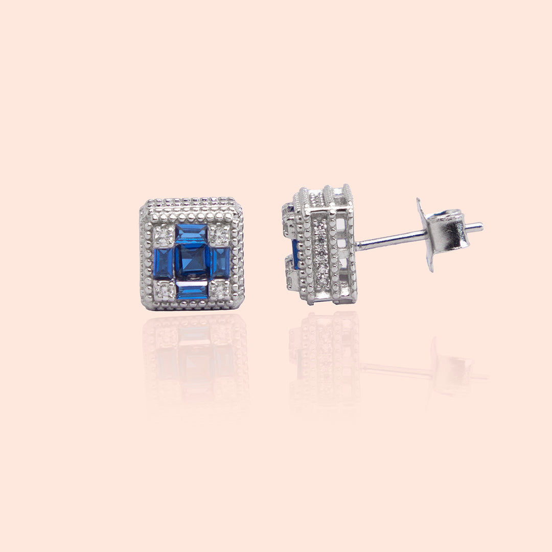 Ultramarine Embellished Silver Studs