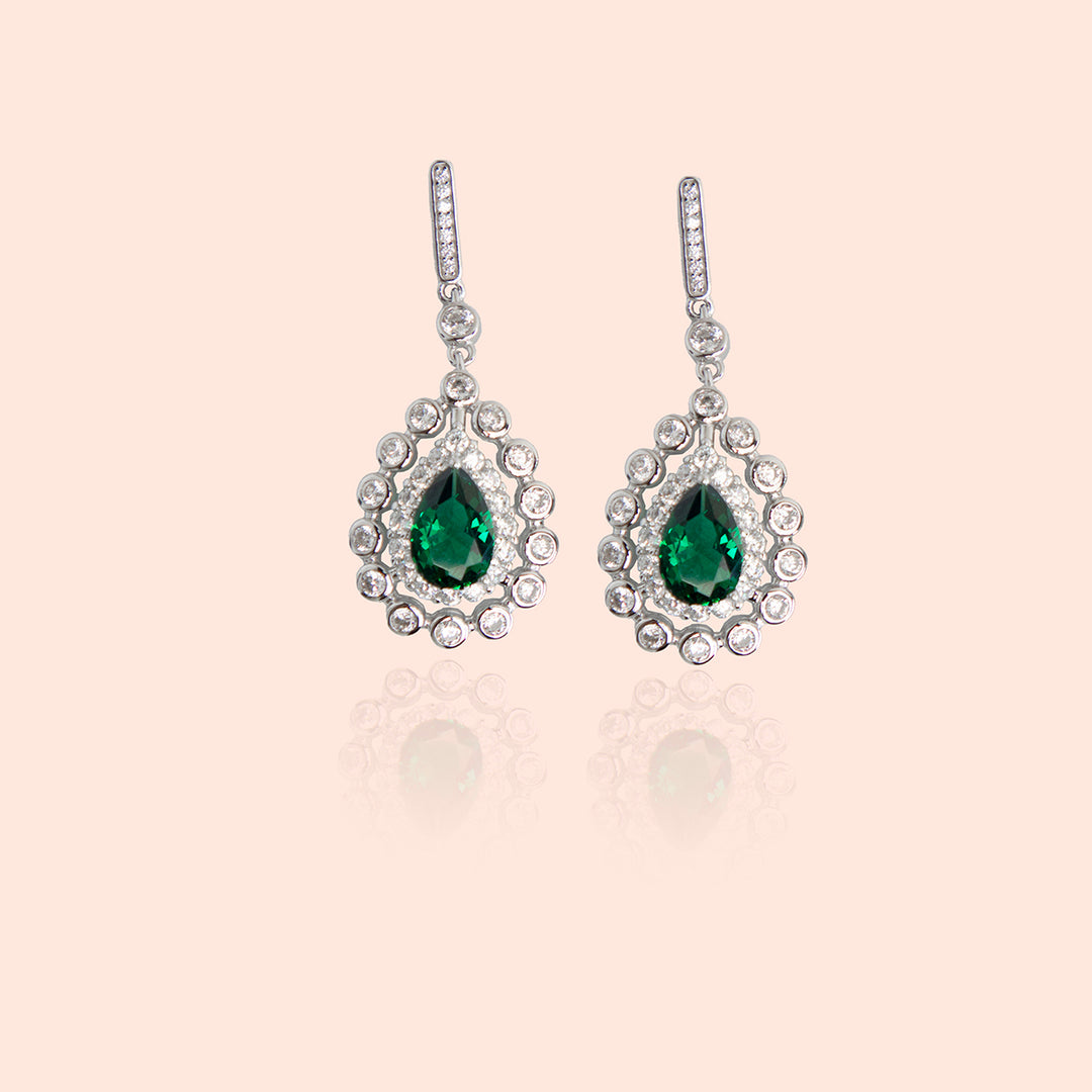 Glittering Green Gemstone Statement Earrings