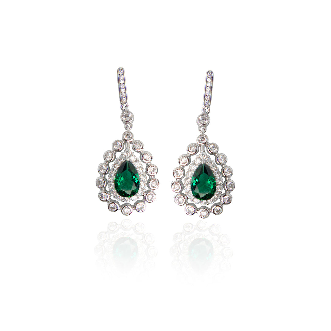 Glittering Green Gemstone Statement Earrings